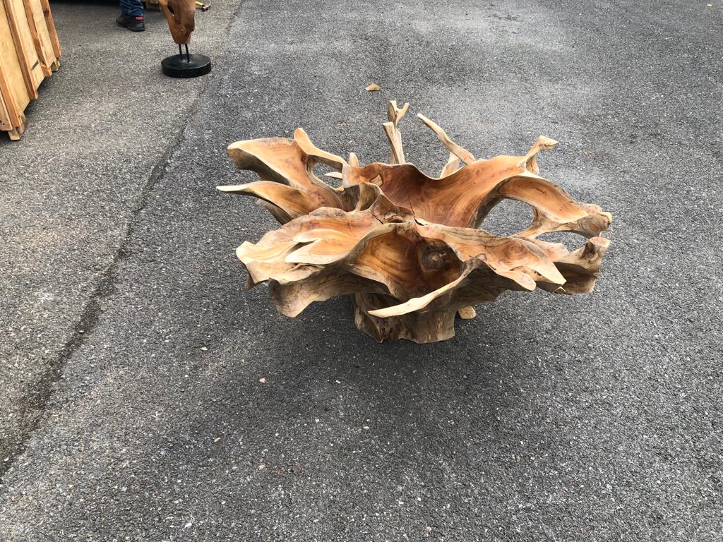 Sustainable teak root coffee table made from recycled wood - Fair trade teak root coffee table supporting artisans - Long lasting heirloom quality teak root coffee table - SOGEH Furniture