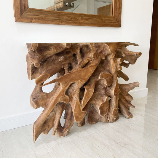 Teak root console tables with free shipping - Teak root console tables for narrow hallways - Teak root console tables for entryway - Teak root console tables behind sofa - SOGEH Furniture