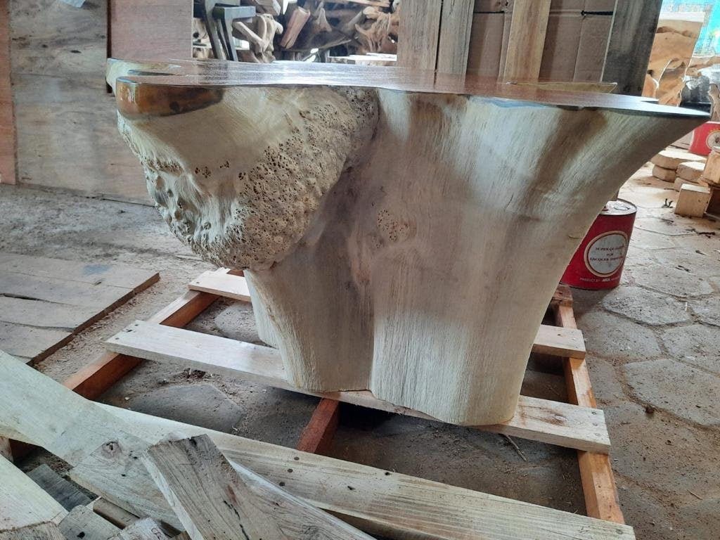 Teak Root Round Table - Solid Teak Root Table - Natural Edge Teak Root Table - Slab Teak Root Table - Sustainable Furniture - Fair Trade Furniture - SOGEH Furniture