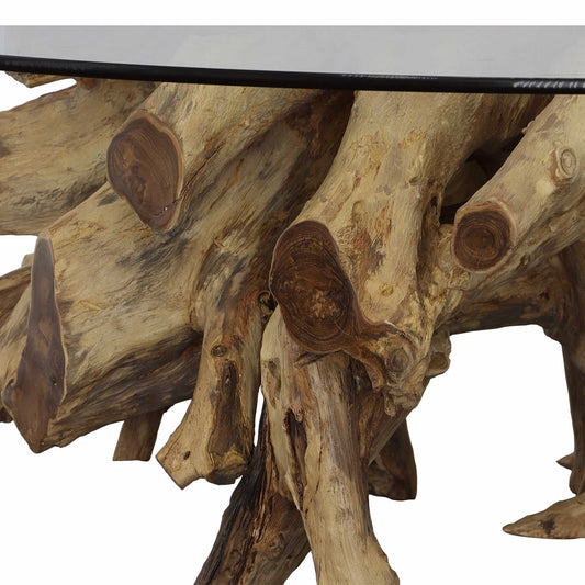 Teak root slab console table - Natural teak root side table -Teak root bench - Natural teak root furniture for industrial home - Natural teak root furniture for Scandinavian home - SOGEH Furniture