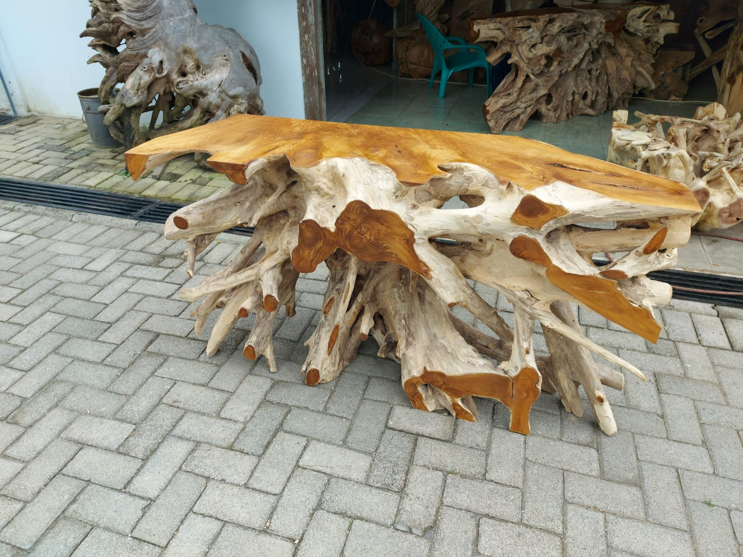 Wood Console Table - Luxury Teak Root Console Table - Designer Console Table - Statement Console Table - Handmade Console Table - SOGEH Furniture