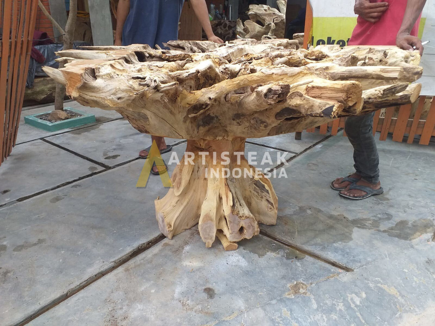 AZENA Style Round Teak Root Dining Table - High Quality Teak Root Dining Table - Teak Root Dining Table Solid - SOGEH Furniture