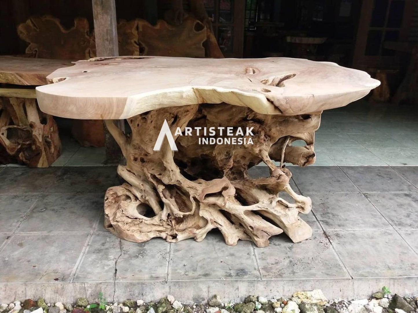 BALEGA Teak Root Dining Table + Teak Slab Dining Table - Teak Root Garden Dining Table - Imported from Indonesia - SOGEH Furniture