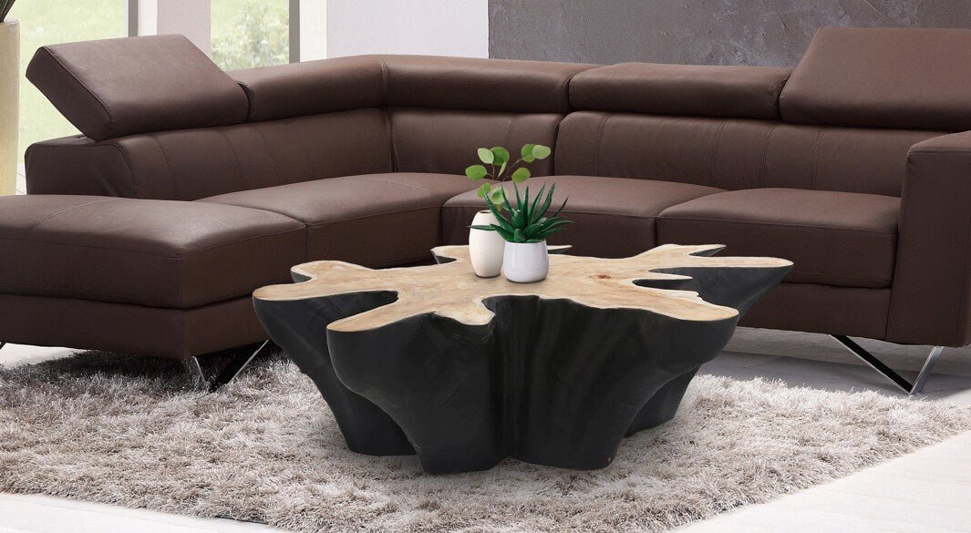 BLACK ELEGANT Teak Star Coffee Table - Teak Stump Coffee Table - SOGEH Furniture