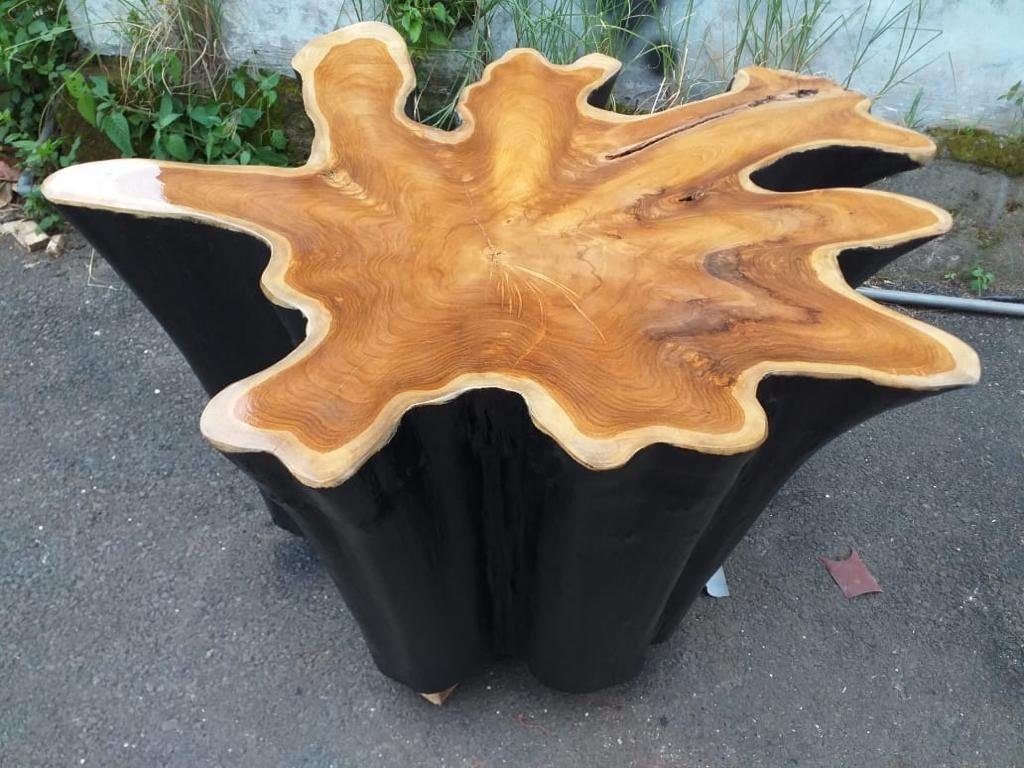 Black Matte Teak Star Coffee Table - Teak Stump Coffee Table - Centerpiece coffee table - SOGEH Furniture