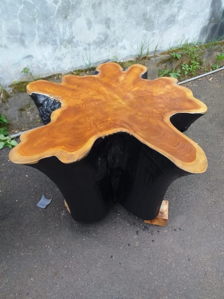 Black Matte Teak Star Coffee Table - Teak Stump Coffee Table - Centerpiece coffee table - SOGEH Furniture