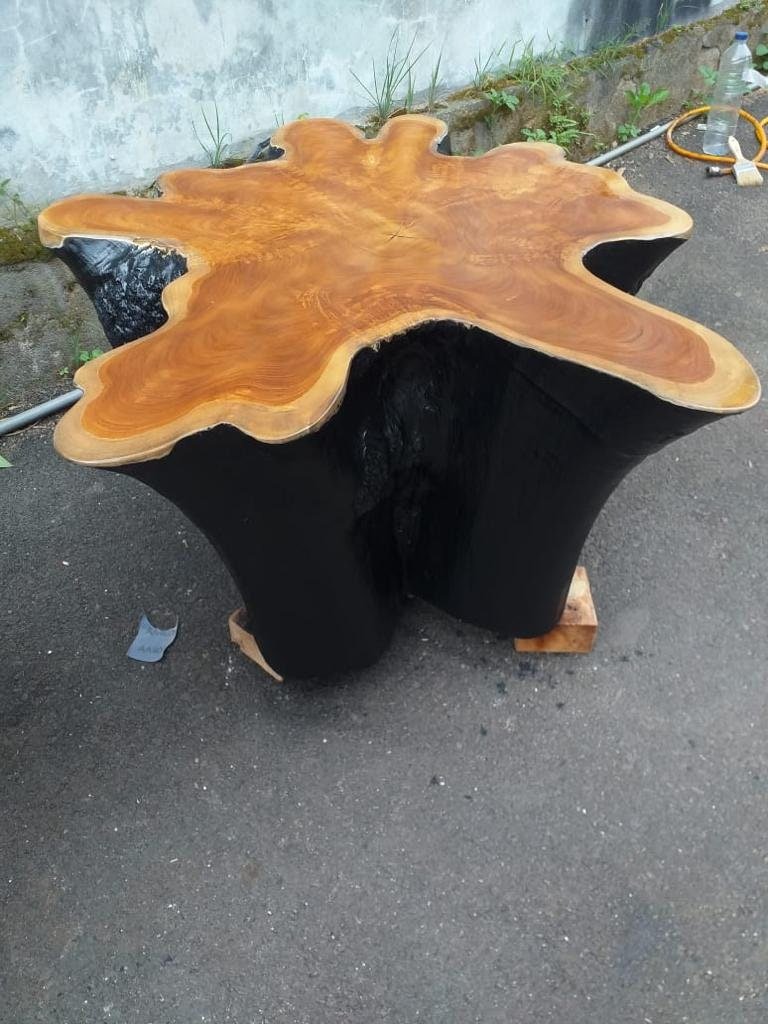 Black Matte Teak Star Coffee Table - Teak Stump Coffee Table - Centerpiece coffee table - SOGEH Furniture