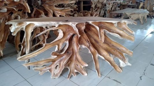 CUSTOM MADE and Custom Finishing Leaves Finishing Teak Root Console Table - Custom Carved Teak Root Console Table Sustain Teak console table - SOGEH Furniture