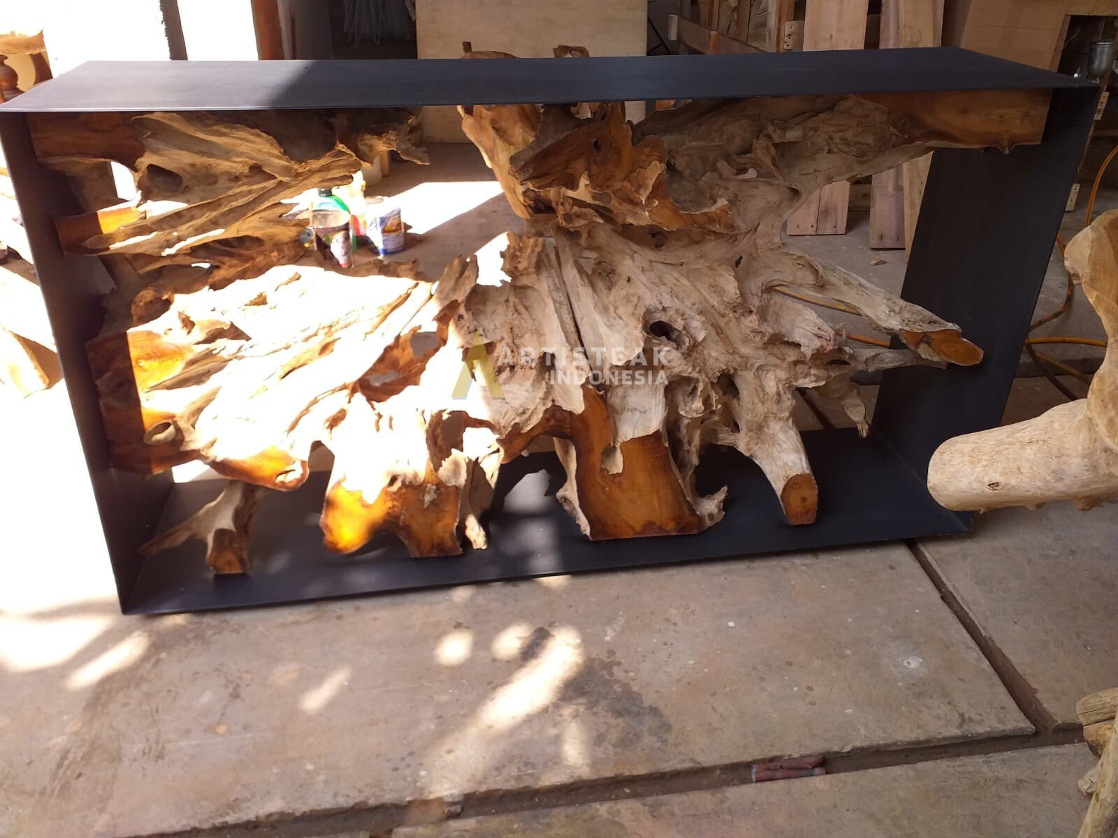 Metal Teak Root Console Table - Iron Teak Root Console Table - Teak console table - Teak Entry Way Console - SOGEH Furniture