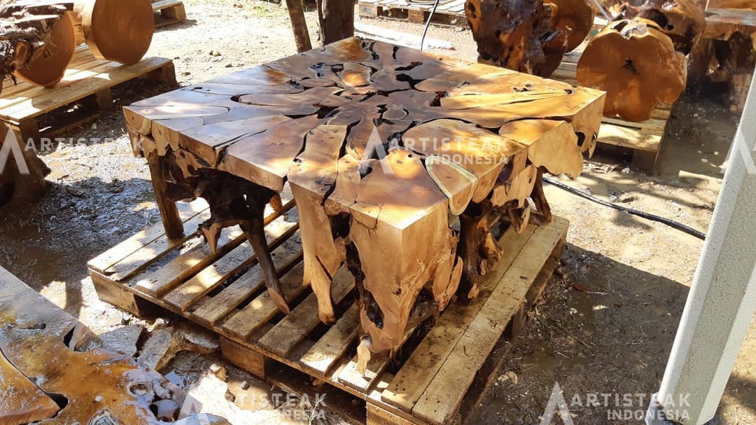 Natural Driftwood Teak Root Coffee Table - High Quality Teak Root Coffee Table - Driftwood Coffee Table - SOGEH Furniture