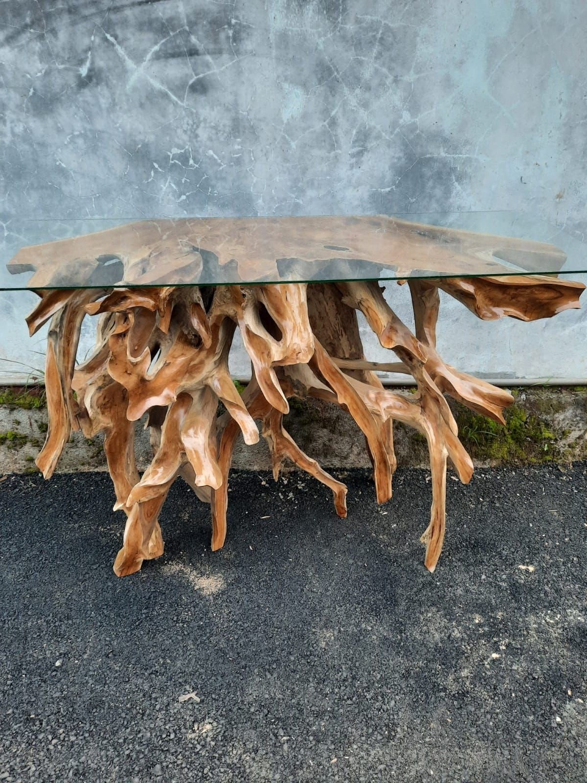 Natural Leaves Finishing Teak Root Console Table - Perfect Centerpiece for your Home - Entry Way Teak root - SOGEH Furniture