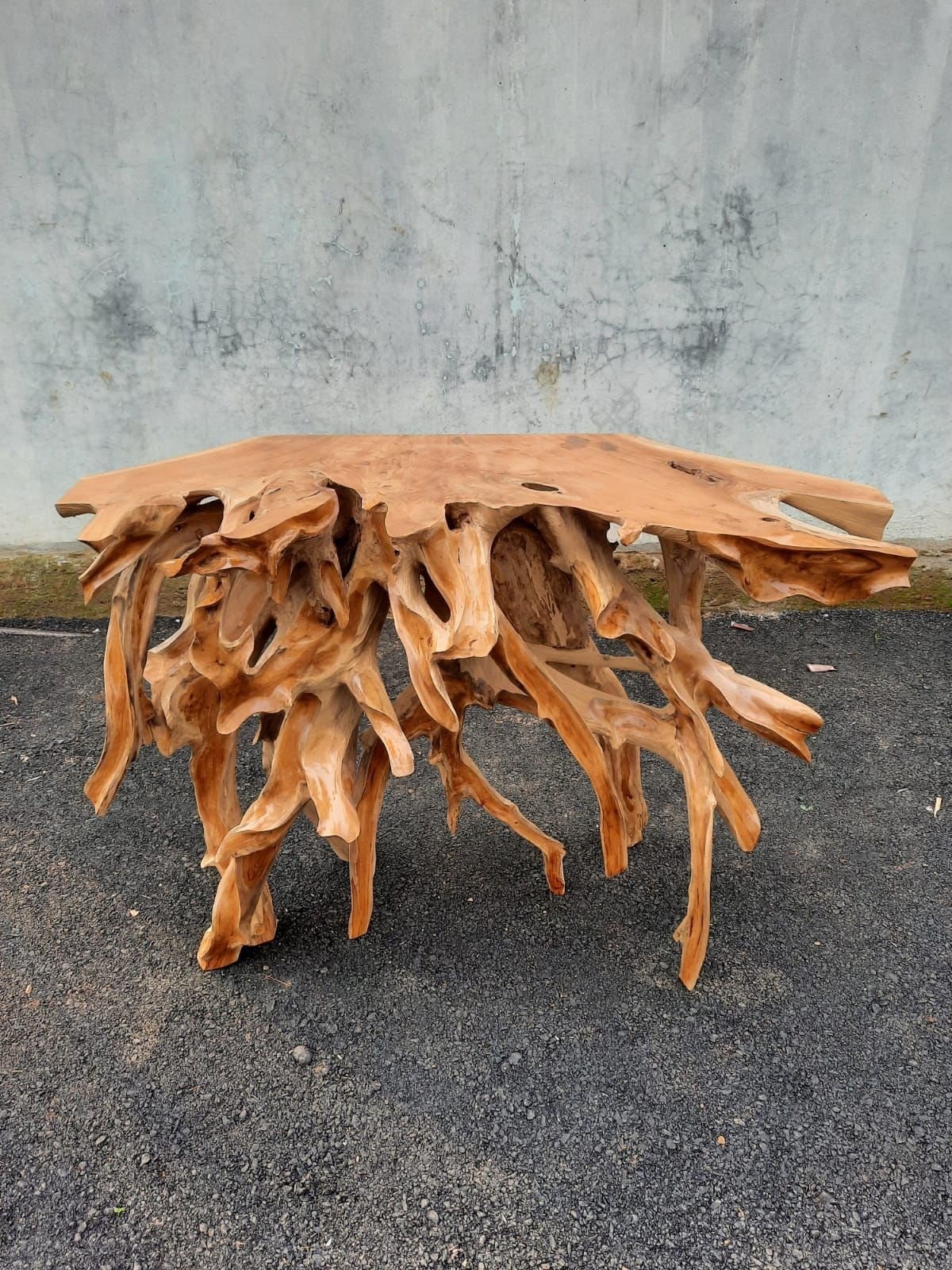 Natural Leaves Finishing Teak Root Console Table - Perfect Centerpiece for your Home - Entry Way Teak root - SOGEH Furniture