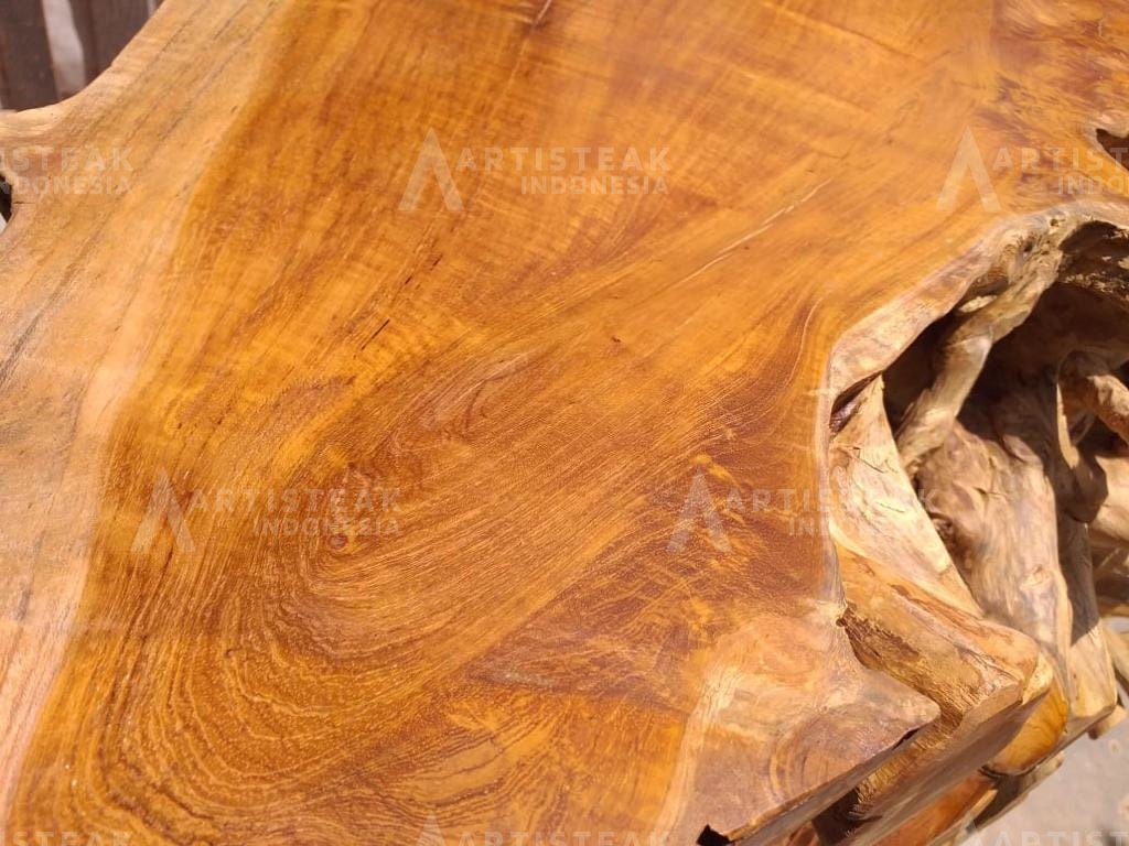 Natural Satin Burl Teak Root Coffee Table - High Quality Teak Root Coffee Table - Handcarved Manually - Unique and One of a Kind - SOGEH Furniture