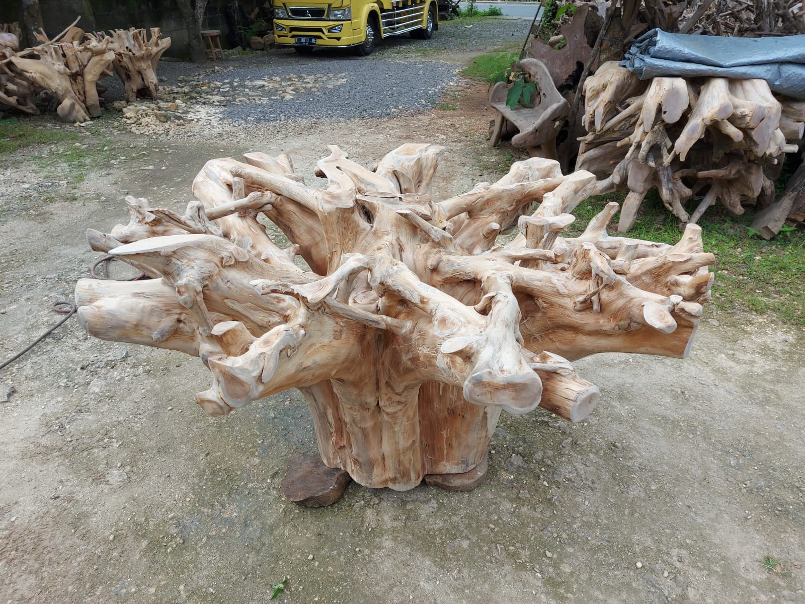 Natural Solid Round Teak Root Dining Table - High Quality Teak Root Dining Table - Unique and One of a Kind - SOGEH Furniture