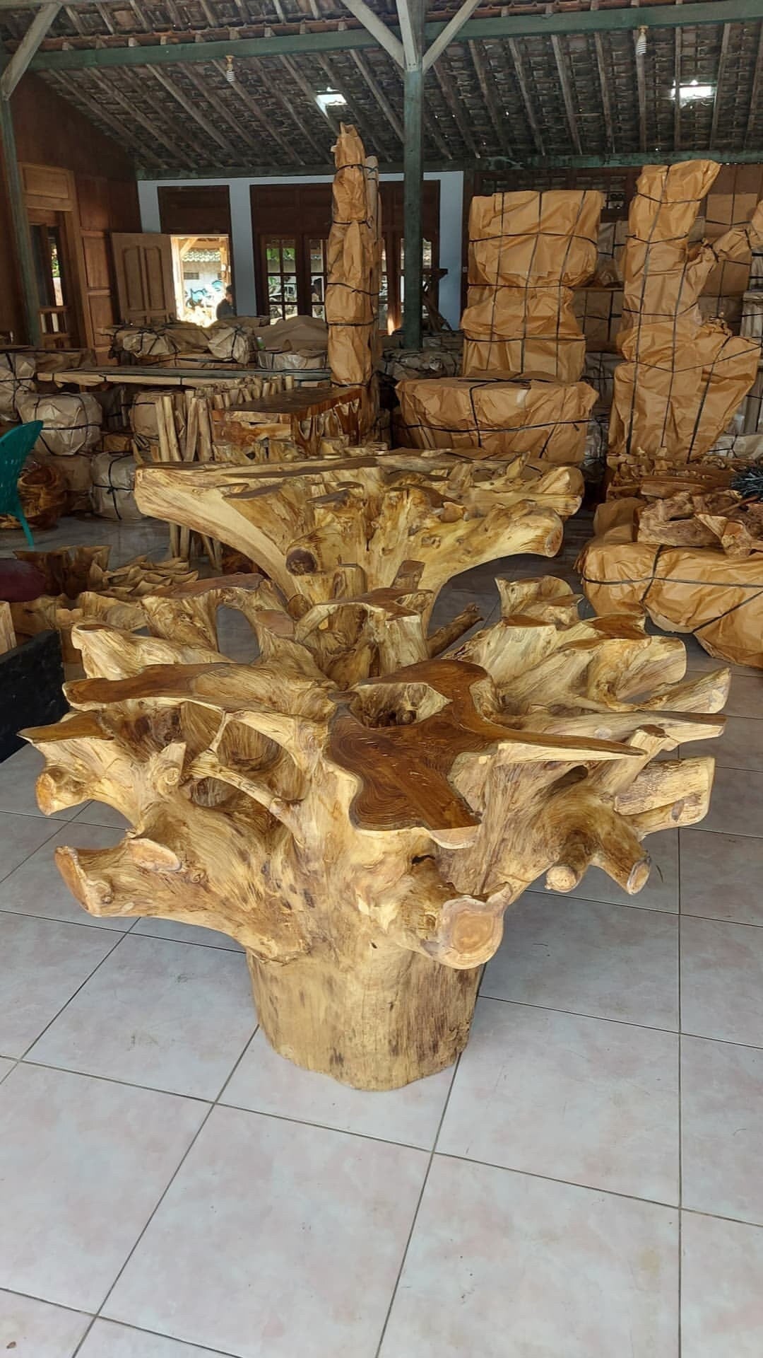 Natural Solid Round Teak Root Dining Table - High Quality Teak Root Dining Table - Unique and One of a Kind - SOGEH Furniture