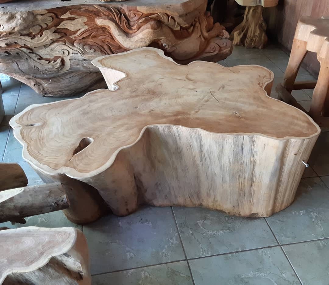 Natural Teak Middle Stump Coffee Table - Teak Stump Coffee Table - SOGEH Furniture