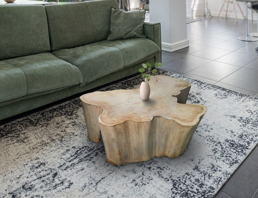 Natural Teak Middle Stump Coffee Table - Teak Stump Coffee Table - SOGEH Furniture