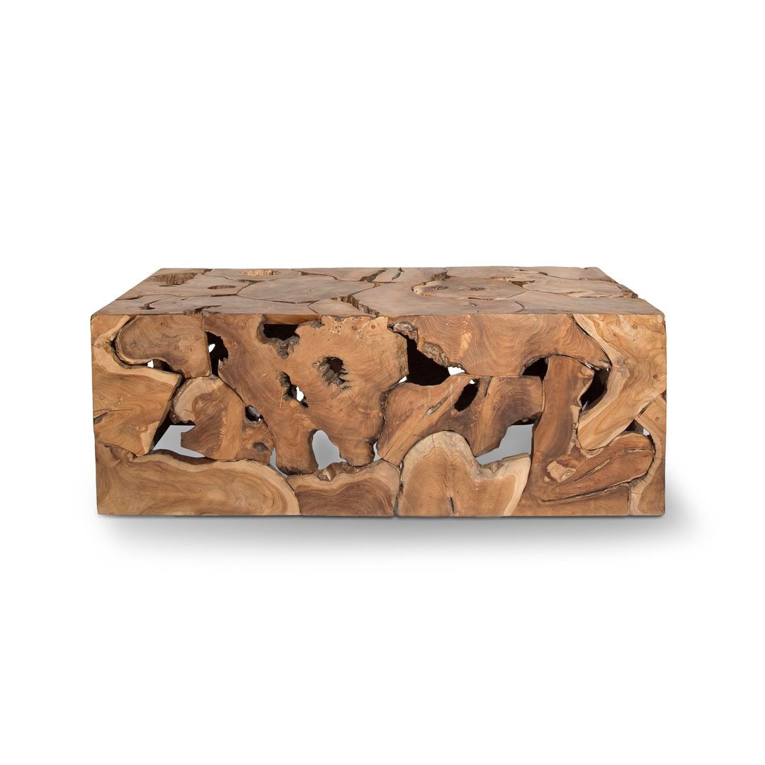 Rectangular Sliced Teak Root Coffee Table - High Quality Coffee Table - Durable Coffee Table - SOGEH Furniture