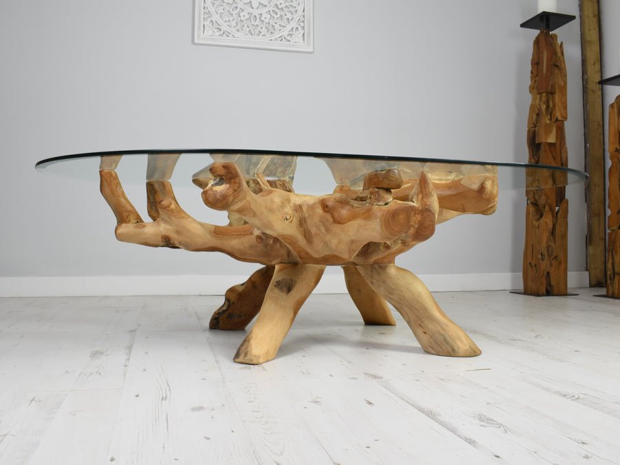 Rustic Teak Root Coffee Table - High Quality Coffee Table - High-end Coffee Table - SOGEH Furniture