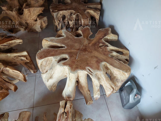 SANDED ONLY Burl Teak Root Coffee Table - High Quality Teak Root Coffee Table - Handcarved Manually - Unique and One of a Kind - SOGEH Furniture