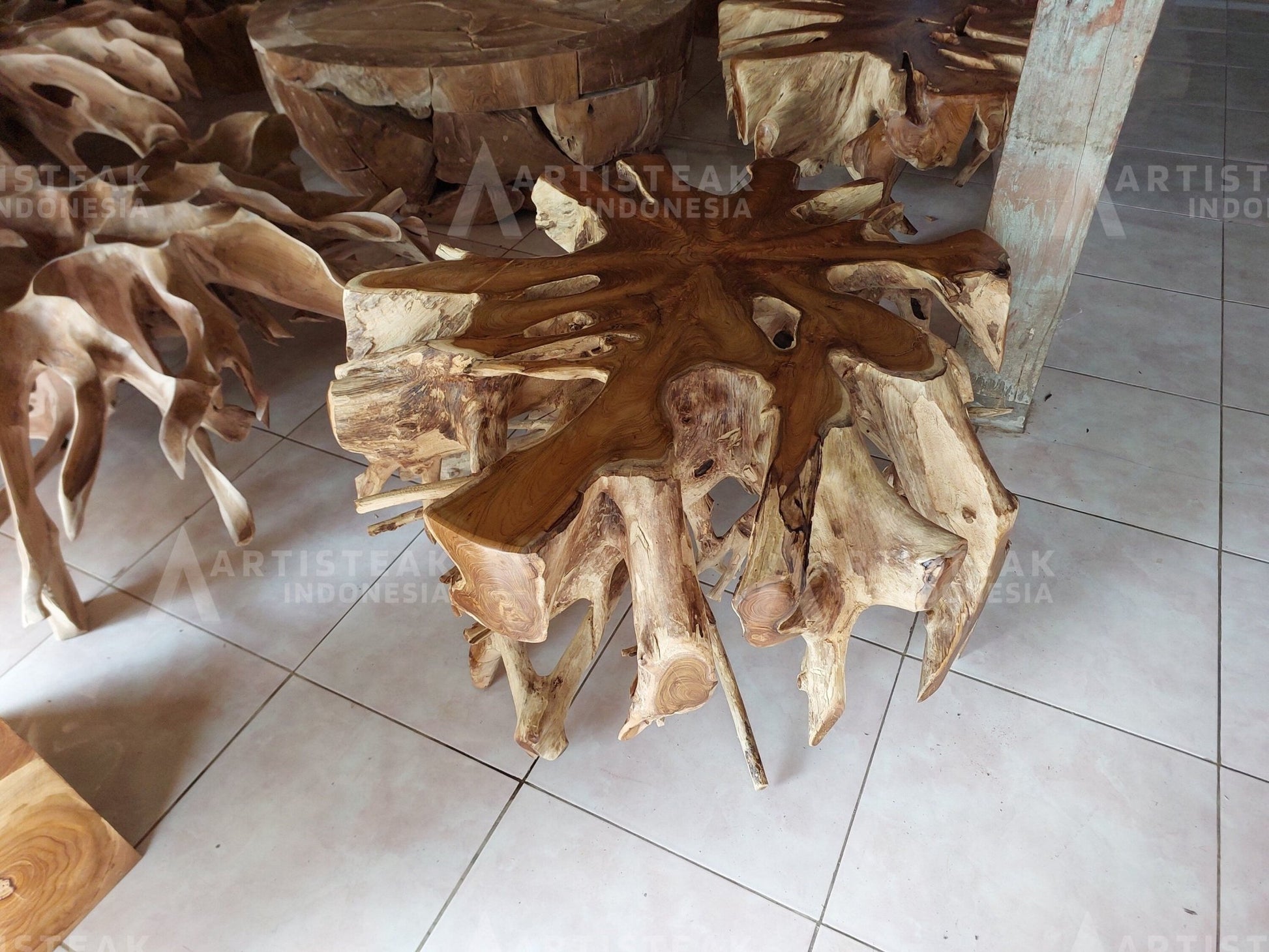 SANDED ONLY Burl Teak Root Coffee Table - High Quality Teak Root Coffee Table - Handcarved Manually - Unique and One of a Kind - SOGEH Furniture