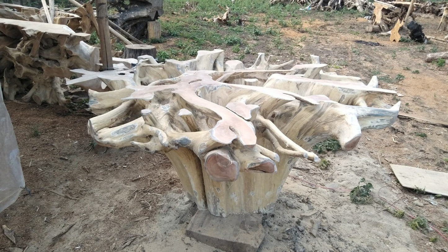 Solid Round Teak Root Dining Table - High Quality Teak Root Dining Table - Unique and One of a Kind - SOGEH Furniture