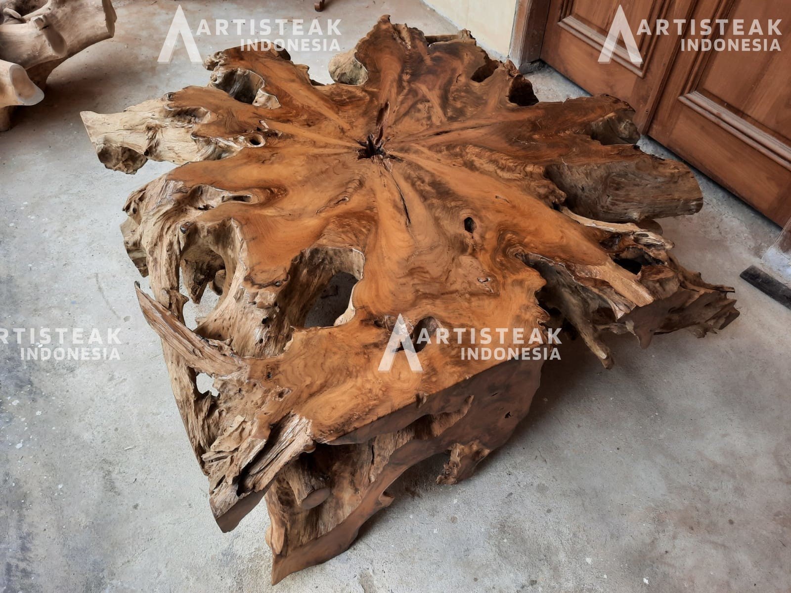 SQUARE Burl Teak Root Coffee Table - Square Solid teak root coffee table - burl coffee table - SOGEH Furniture