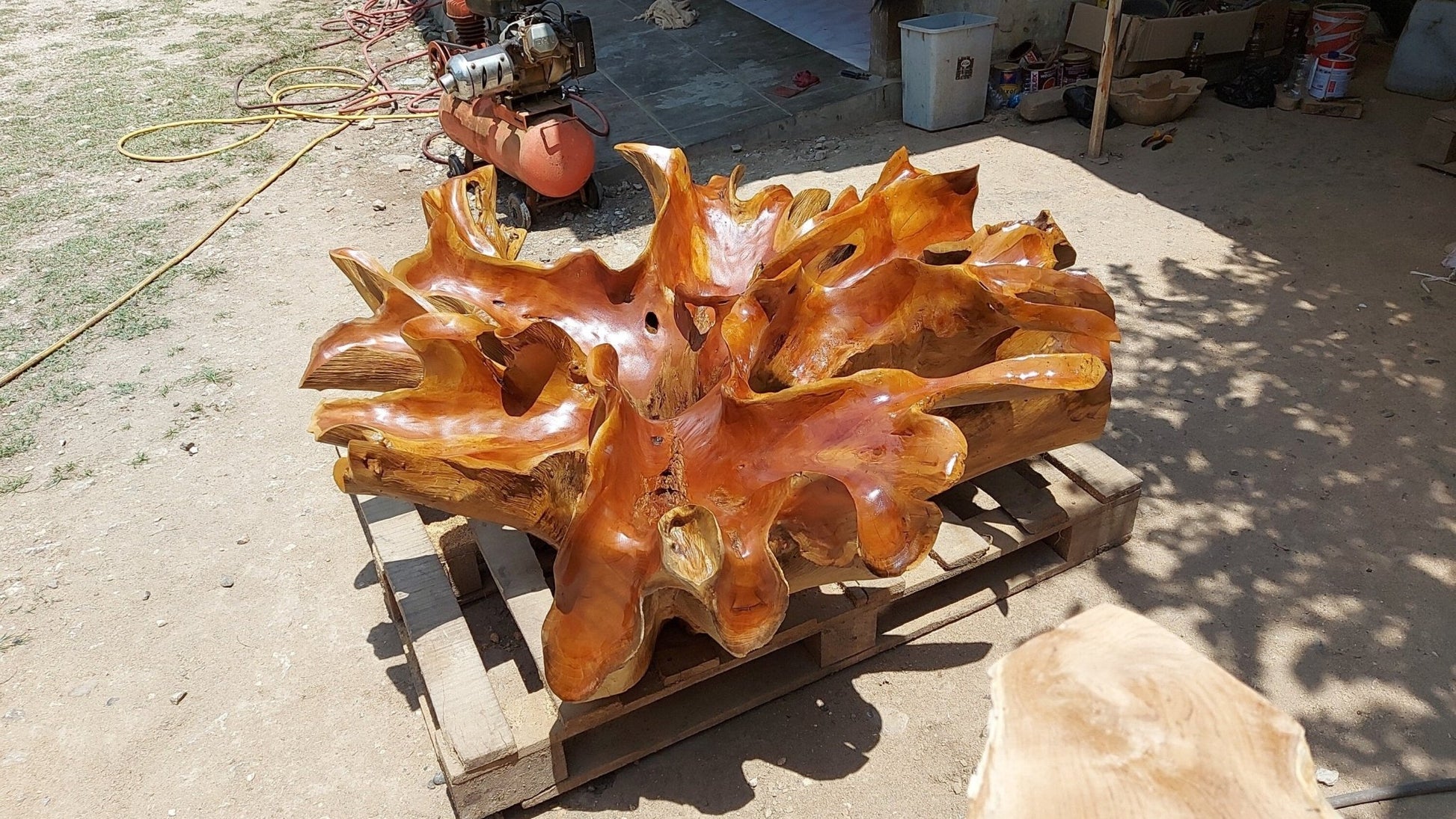 Waves Teak Root Coffee Table - High Quality Teak Root Coffee Table - Handcarved Manually - Unique and One of a Kind - SOGEH Furniture