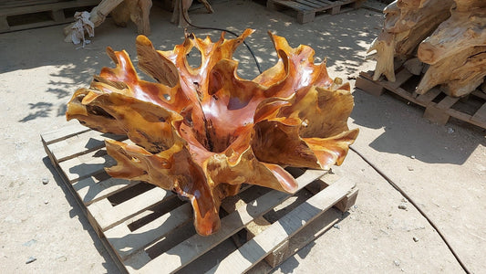 Waves Teak Root Coffee Table - High Quality Teak Root Coffee Table - Handcarved Manually - Unique and One of a Kind - SOGEH Furniture