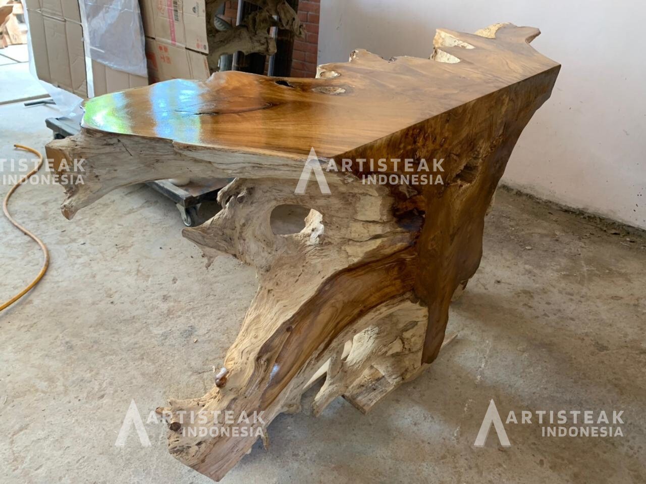 Wood Erosion Teak Root Console Table - High Quality Legal Teak Root Console Table - Unique Teak console table - Door to Door - SOGEH Furniture