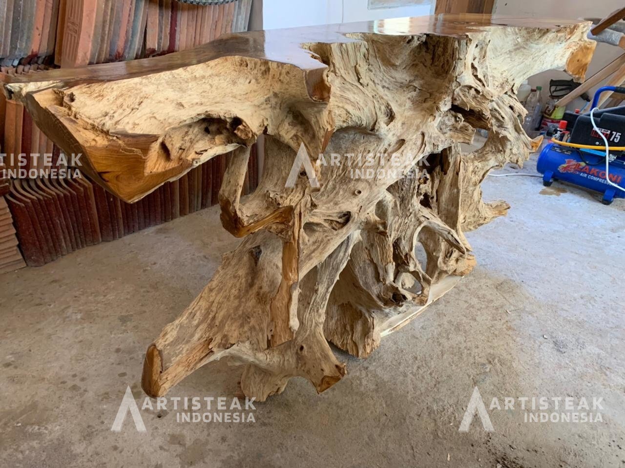 Wood Erosion Teak Root Console Table - High Quality Legal Teak Root Console Table - Unique Teak console table - Door to Door - SOGEH Furniture